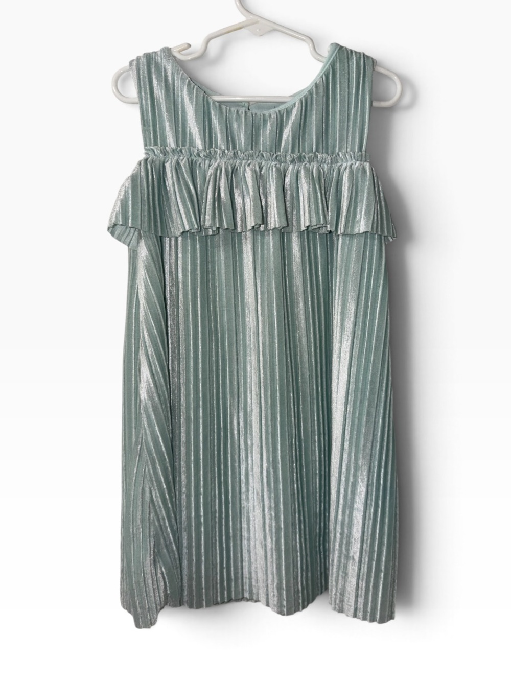 Cat & Jack Girls Green Velvet Dress Sz Xs 4/5